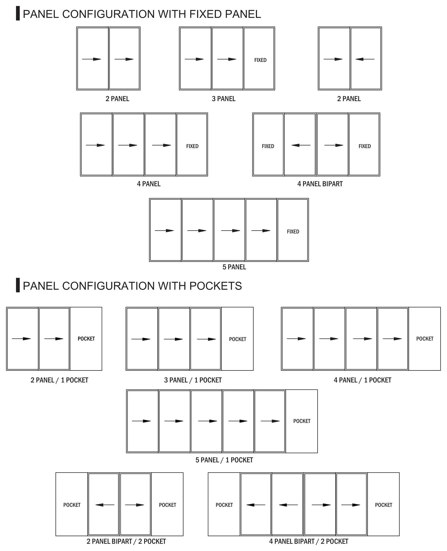 Tavi.X0 sliding-panel and pocket layouts